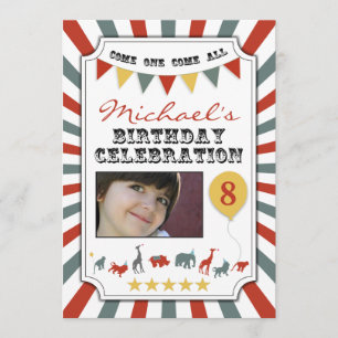 Custom Photo Circus Birthday Party Invitations