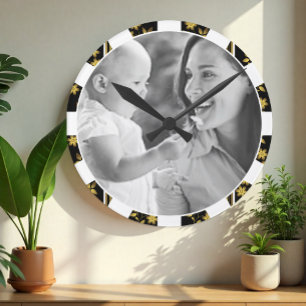 Custom Photo Clock, personalise, family, elegant Round Clock
