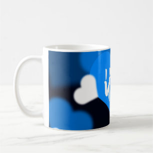Custom Photo Coffee Mug with Blue Heart Design