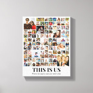 Custom Photo Collage 100 Pictures 8x10 16x20 White Canvas Print