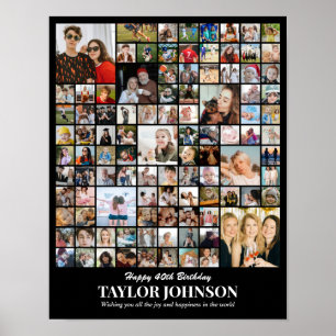 Custom Photo Collage 100 Pictures Grid 11x14 22x28 Poster