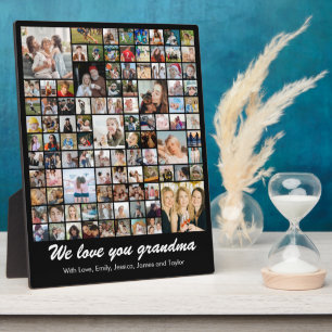 Custom Photo Collage 100 Pictures Grid 8x10 Black Plaque