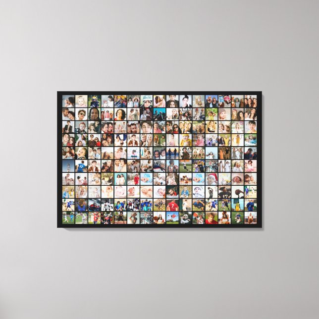 Custom Photo Collage 150 Pictures Grid Canvas Print (Front)