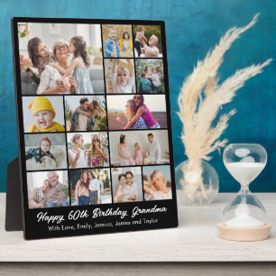 Custom Photo Collage 15 Picture Grid 8x10 Black Plaque