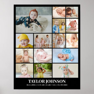 Custom Photo Collage 15 Pictures Grid 11x14 22x28 Poster
