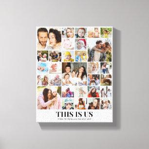 Custom Photo Collage 30 Pictures 8x10 16x20 White Canvas Print