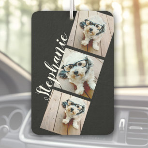 Custom Photo Collage - 3 Photos Film Strip black Car Air Freshener