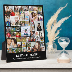 Custom Photo Collage 50 Pictures Friend 8x10 Black Plaque