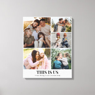 Custom Photo Collage 5 Pictures 8x10 16x20 White Canvas Print