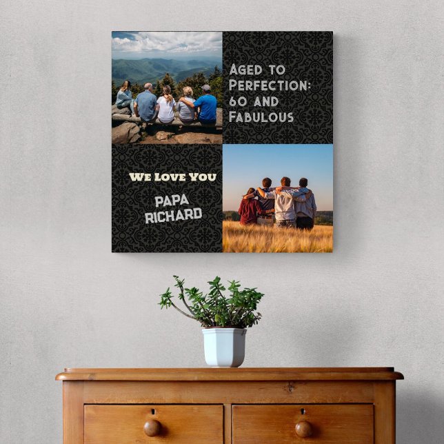 Custom Photo Collage 60th Birthday Gifts for Men Canvas Print (60th Birthday Gifts for Men)