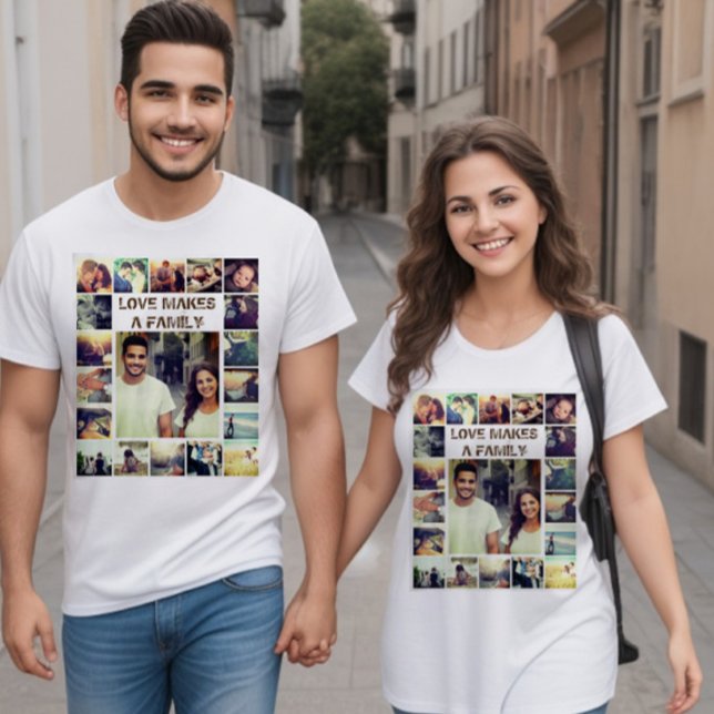 Custom Photo Collage and text T-Shirt (Custom Photo T-shirt collage with personalized text. Keeping good memories alive.)