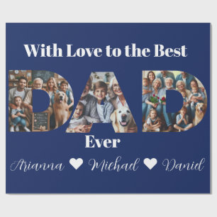 Custom Photo Collage   Best Dad Ever Wrapping Paper