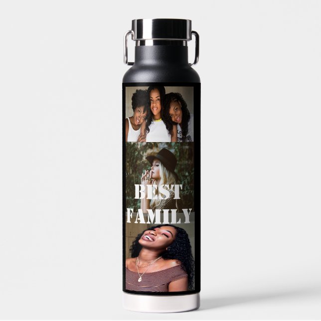 Custom Photo Collage Best Family Create Your Own  Water Bottle (Front)