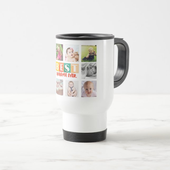 Custom Photo Collage BEST GRANDMA Grandkids Gift Travel Mug (Front Right)