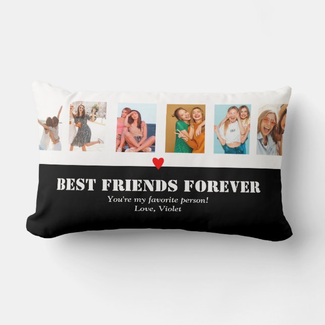 Custom Photo Collage BFF Birthday Gift Unique Lumbar Cushion (Front)