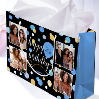 Custom Photo Collage Birthday Blue 30th