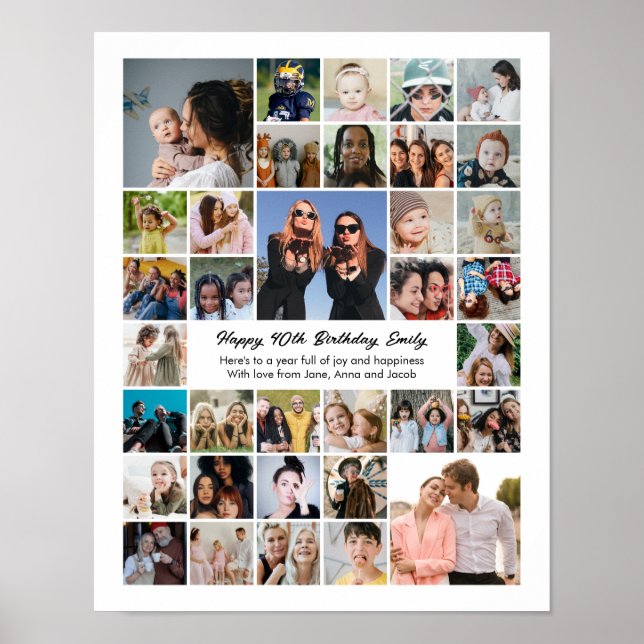 Custom Photo Collage Birthday Gift Poster (Front)