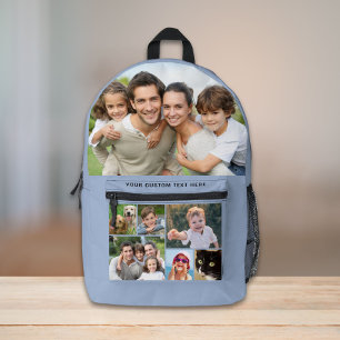 Custom Photo Collage Blue Printed Backpack