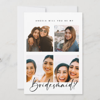 custom photo collage bridal proposal Flat Card