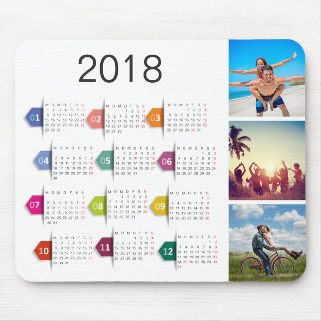 Custom Photo Collage Calendar Mouse Mat (Front)