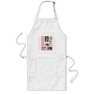 Custom Photo Collage Coral Pink Blush Long Apron