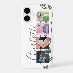 Custom Photo Collage Customisable Grey Hearts