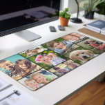 Custom Photo Collage Desk Mat<br><div class="desc">Brighten your workspace with this modern custom desk mat featuring a collage of 9 favourite photos of family,  friends,  pets,  memories,  etc.,  on a black background.</div>