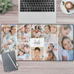 Custom Photo Collage Desk Mat<br><div class="desc">Personalised Initial Name Monogram Photo Collage Desk Mat. Add a personal and stylish touch to your workspace with this custom desk mat, perfect as an office accessory or an extra-large mouse pad for your work-from-home setup. The design features a grey monogram letter with the name displayed in black script, creating...</div>