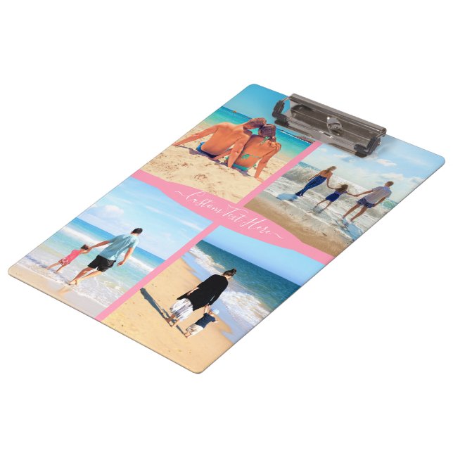 Custom Photo Collage Family Love Personalised Text Clipboard (Angled)