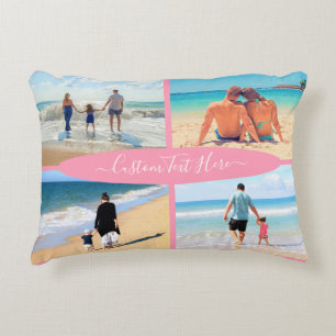 Custom Photo Collage Family Love Personalised Text Decorative Cushion
