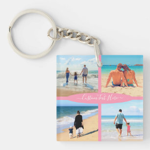 Custom Photo Collage Family Love Personalised Text Key Ring