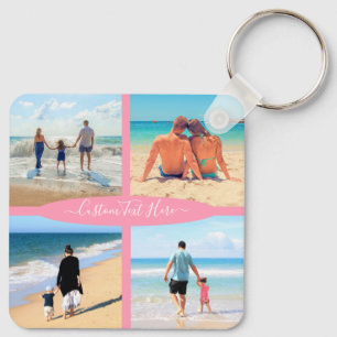 Custom Photo Collage Family Love Personalised Text Key Ring