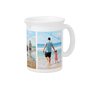 Custom Photo Collage Family Love Personalised Text Pitcher