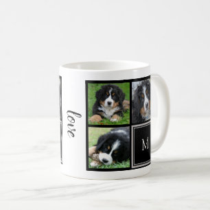 Custom photo collage family monogram love script coffee mug