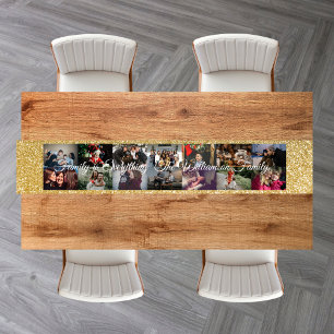 Custom Photo Collage Family Name 14 Family photos  Short Table Runner