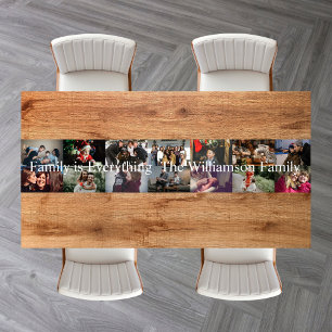Custom Photo Collage Family Name 14 Family photos  Short Table Runner