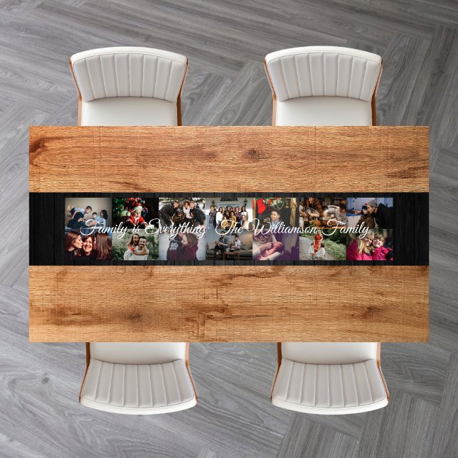 Custom Photo Collage Family Name 14 Family photos  Short Table Runner (Creator Uploaded)