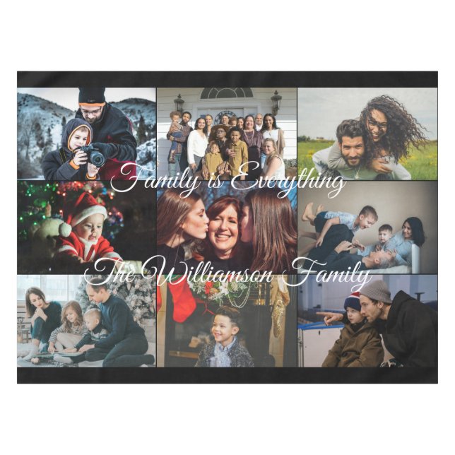 Custom Photo Collage Family Name 9 Family photos   Tablecloth (Front (Horizontal))