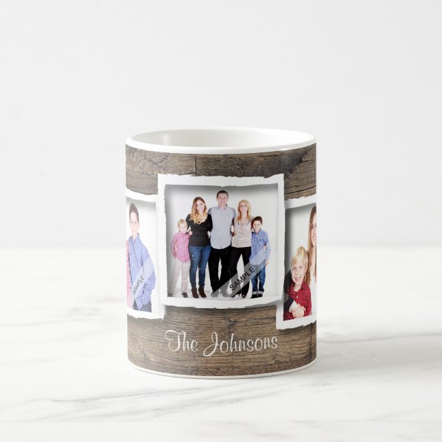 Custom Photo Collage Family, Square Photos Coffee Mug (Center)