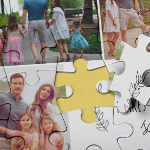 Custom photo collage Father's Day rustic script Jigsaw Puzzle