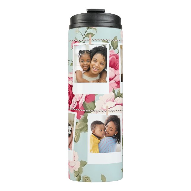 Custom Photo Collage floral  Personalised tumbler (Front)