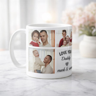 Custom Photo Collage for Dad Large Coffee Mug