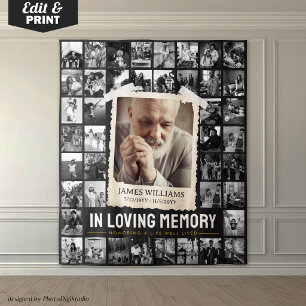 Custom Photo Collage Funeral Tapestry, Memorial Tapestry
