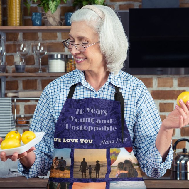 Custom Photo Collage Gifts for 70 Year Old Woman Apron (Gifts for 70 Year Old Woman)