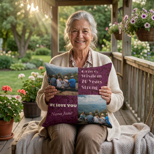 Custom Photo Collage Gifts for 70 Year Old Woman Cushion