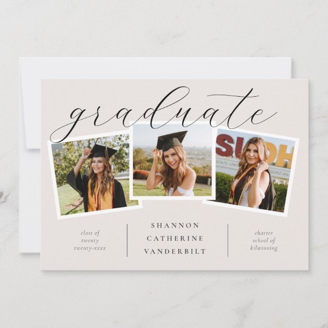 Custom Photo Collage Graduation Announcement Card (Front)