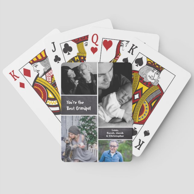 Custom Photo Collage Grandpa Playing Cards (Back)
