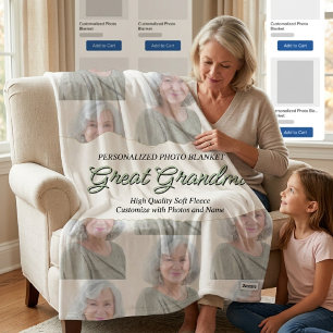 Custom Photo Collage Great Grandma Personalised Sherpa Blanket