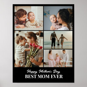 Custom Photo Collage Grid 5 Pictures 11x14 22x28 Poster