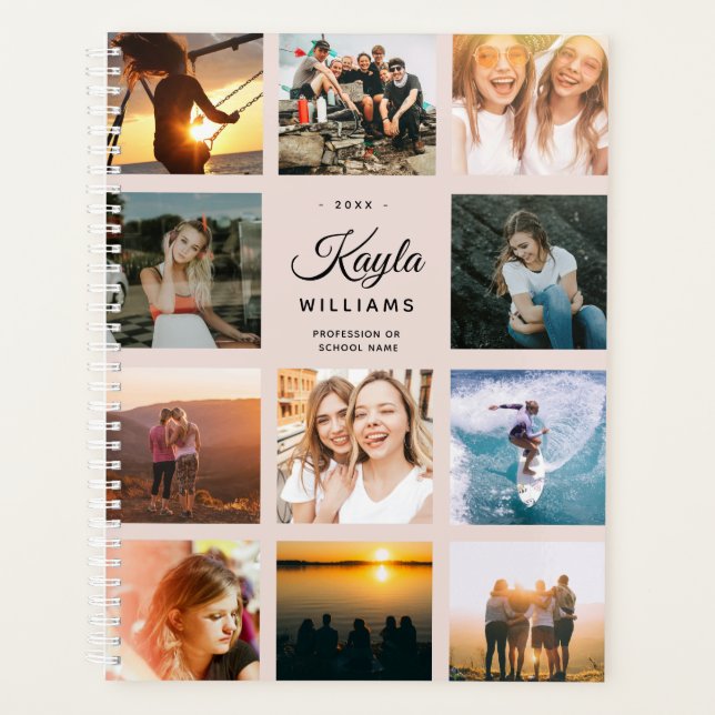 Custom Photo Collage Instagram Modern Chic Trendy Planner (Front)